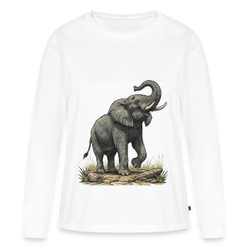 Majestic Elephant Vintage Safari - Women's Premium Organic Long Sleeve Shirt - white - Front - Julia (174cm)