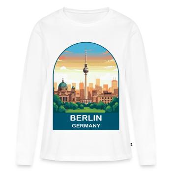 Berlin Allemagne Tour TV Art de voyage vintage - T-shirt manches longues Premium bio Femme - blanc - Devant - Julia (174cm)