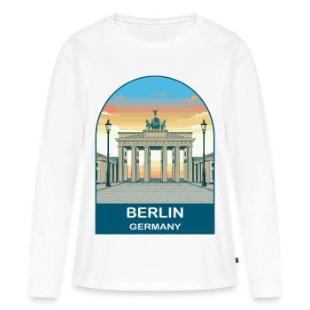 Berlin Allemagne Tour TV Art de voyage vintage - T-shirt manches longues Premium bio Femme - blanc - Devant - Julia (174cm)