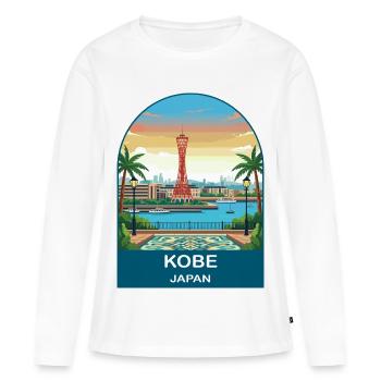 Port Tower de Kobe Japan Art de voyage vintage - T-shirt manches longues Premium bio Femme - blanc - Devant - Julia (174cm)