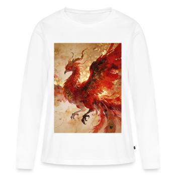 Le Souverain Solaire : Phénix (Fenghuang) - Harmon - T-shirt manches longues Premium bio Femme - blanc - Devant - Julia (174cm)