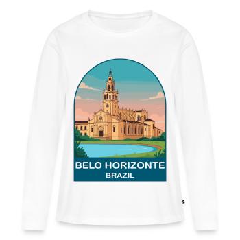 Affiche de voyage vintage à Belo Horizonte, Brésil - T-shirt manches longues Premium bio Femme - blanc - Devant - Julia (174cm)
