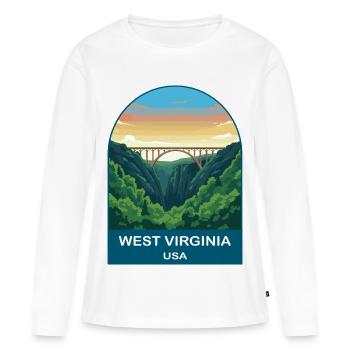 West Virginia USA Vintage-Reiseplakat - Frauen Premium Bio Langarmshirt - Weiß - Vorne - Julia (174cm)