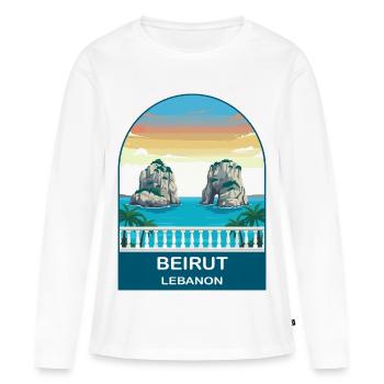 Affiche de voyage vintage de Beyrouth, Liban, Pigeon Rocks - T-shirt manches longues Premium bio Femme - blanc - Devant - Julia (174cm)