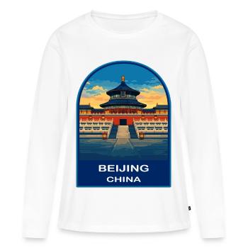 Beijing China Temple of Heaven Retro Reiseabzeichen - Frauen Premium Bio Langarmshirt - Weiß - Vorne - Julia (174cm)