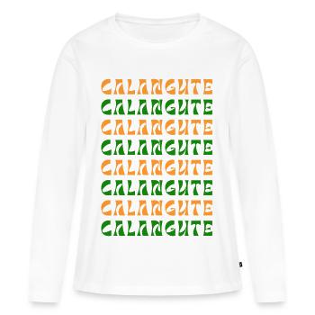 Motifs de calangute Vagues Impression - T-shirt manches longues Premium bio Femme - blanc - Devant - Julia (174cm)