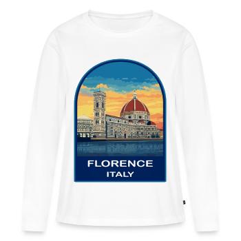 Badge rétro de voyage Sunset de la cathédrale de Florence, Italie - T-shirt manches longues Premium bio Femme - blanc - Devant - Julia (174cm)