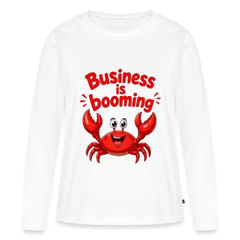 Boom du crabe commercial - T-shirt manches longues Premium bio Femme - blanc - Devant - Julia (174cm)