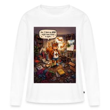 Écureuil TDAH – Je pense que mon TDAH a refait effet - T-shirt manches longues Premium bio Femme - blanc - Devant - Julia (174cm)