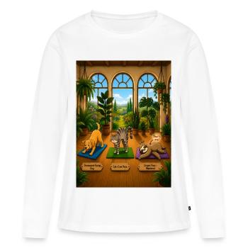 Posture du cadavre maîtrisée – Conception drôle de yoga paresseux - T-shirt manches longues Premium bio Femme - blanc - Devant - Julia (174cm)