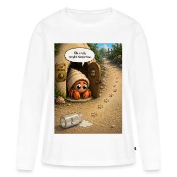 Oh crabe, peut-être demain – Dessin animé mignon de l’ermite crabe - T-shirt manches longues Premium bio Femme - blanc - Devant - Julia (174cm)