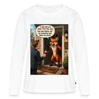 Pas de renard donné – Dessin animé drôle de renard en colère - T-shirt manches longues Premium bio Femme - blanc - Devant - Julia (174cm)