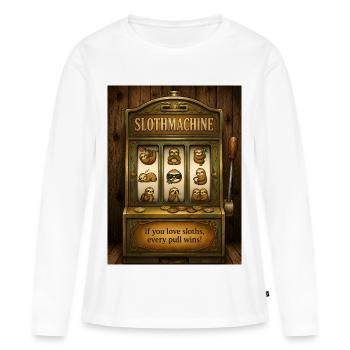 SlothMachine – Chaque tirage gagne pour les amateurs de paresseux - T-shirt manches longues Premium bio Femme - blanc - Devant - Julia (174cm)