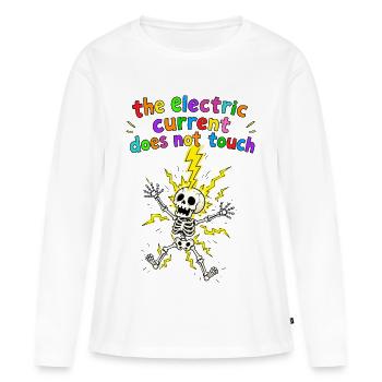 Le squelette dans la foudre n’est pas touché par l’électricité - T-shirt manches longues Premium bio Femme - blanc - Devant - Julia (174cm)