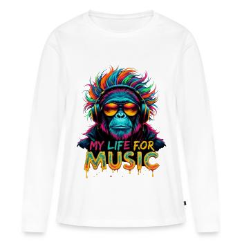Colorful Chimpanzee – My Life for Music - Women's Premium Organic Long Sleeve Shirt - white - Front - Julia (174cm)