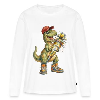 Cool watercolor T-Rex for back-to-school - Women's Premium Organic Long Sleeve Shirt - white - Front - Julia (174cm)