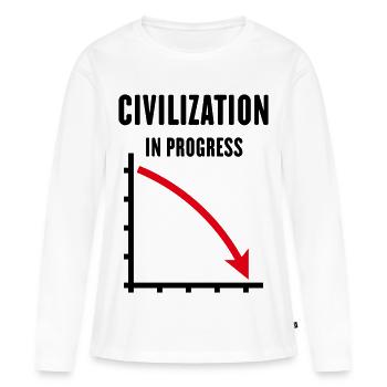 Civilization In Progress (Civilization POS Red 2C) - Women's Premium Organic Long Sleeve Shirt - white - Front - Julia (174cm)