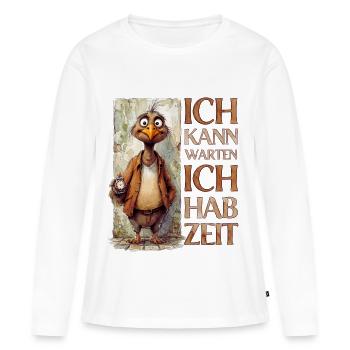 Alter Geier: Ich kann warten, ich hab Zeit! - Frauen Premium Bio Langarmshirt - Weiß - Vorne - Julia (174cm)