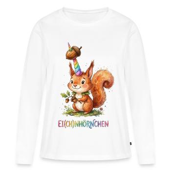 Einhorn Eichhörnchen Eich(ch)nörnchen - Frauen Premium Bio Langarmshirt - Weiß - Vorne - Julia (174cm)