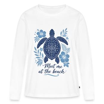 Meet me at the Beach – Turtle in Mandala Style - Women's Premium Organic Long Sleeve Shirt - white - Front - Julia (174cm)
