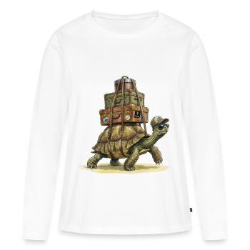 Lustige Reise Schildkröte mit Koffer Urlaubs Motiv - Frauen Premium Bio Langarmshirt - Weiß - Vorne - Julia (174cm)