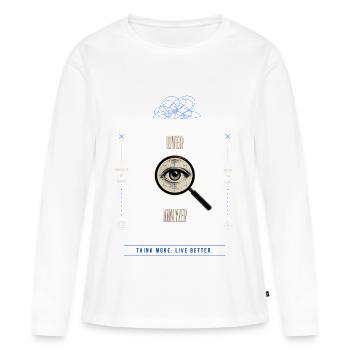 Œil grossi par suranalyseur - T-shirt manches longues Premium bio Femme - blanc - Devant - Julia (174cm)