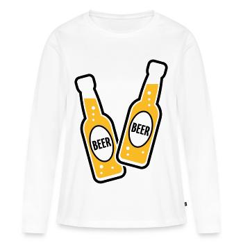 2 Toasts aux bouteilles de bière (Beery / POS 2C) - T-shirt manches longues Premium bio Femme - blanc - Devant - Julia (174cm)