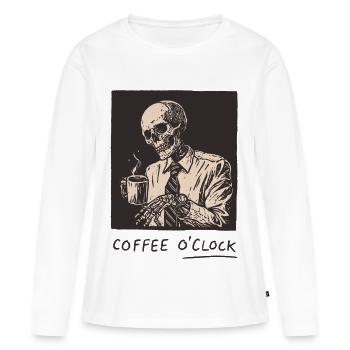 Heure du café - T-shirt manches longues Premium bio Femme - blanc - Devant - Julia (174cm)