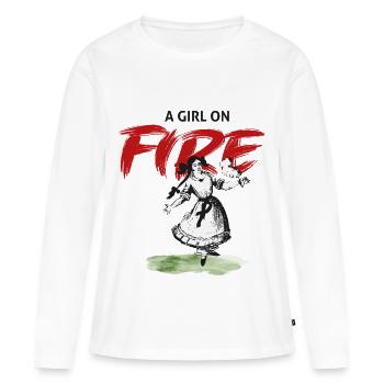 Fille en feu – Paulinchen - T-shirt manches longues Premium bio Femme - blanc - Devant - Julia (174cm)