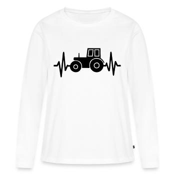 Battements de cœur de l’agriculteur - T-shirt manches longues Premium bio Femme - blanc - Devant - Julia (174cm)
