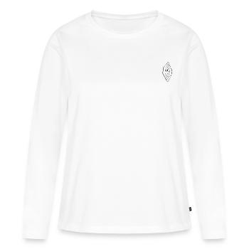 La Vulva - Where it all starts - Frauen Premium Bio Langarmshirt - Weiß - Vorne - Julia (174cm)