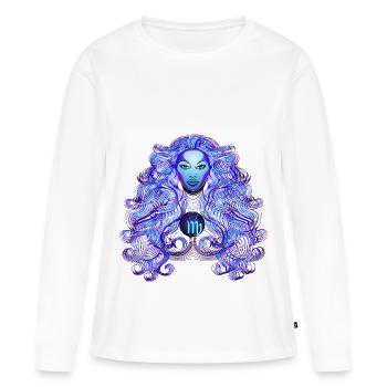 Signe de la Vierge Vierge Zodiac - T-shirt manches longues Premium bio Femme - blanc - Devant - Julia (174cm)