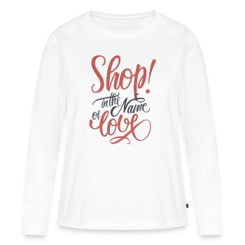 Boutique au nom de l'amour - T-shirt manches longues Premium bio Femme - blanc - Devant - Julia (174cm)