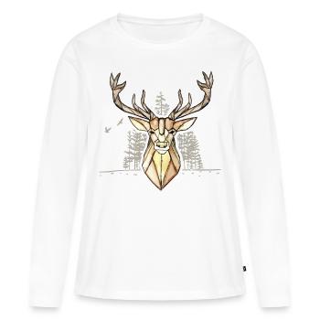 Deer Forest extérieure - T-shirt manches longues Premium bio Femme - blanc - Devant - Julia (174cm)