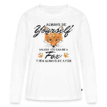 Cadeau intelligent Fox Animal Woodlander Clever - T-shirt manches longues Premium bio Femme - blanc - Devant - Julia (174cm)