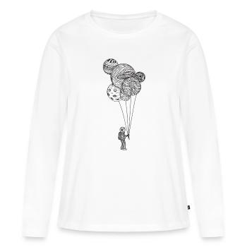 Astronaut Ballon Cartoon Comic Geschenk Comicstyle - Frauen Premium Bio Langarmshirt - Weiß - Vorne - Julia (174cm)