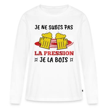 Apéro Shirt - Apéritif Cadeau - T-shirt manches longues Premium bio Femme - blanc - Devant - Julia (174cm)