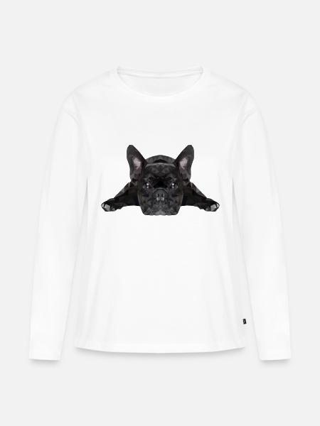 Bulldogge Low Poly - Frauen Premium Bio Langarmshirt - Weiß