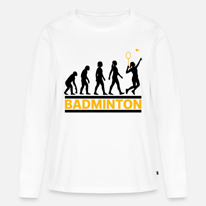 Evolution Badminton Damen Smash Cool - Frauen Premium Bio Langarmshirt - Weiß