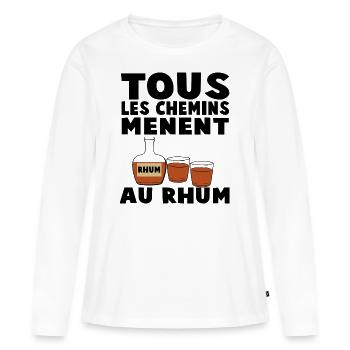 Alle Wege führen zu Rum - Frauen Premium Bio Langarmshirt - Weiß - Vorne - Julia (174cm)
