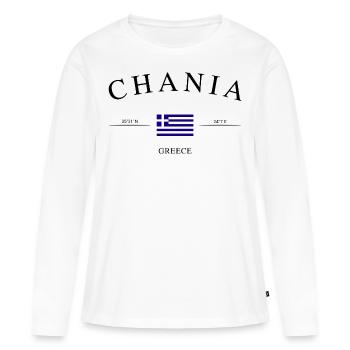 La Canée, Grèce – Souvenir et cadeau de vacances - T-shirt manches longues Premium bio Femme - blanc - Devant - Julia (174cm)