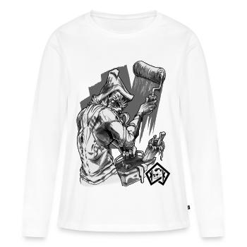 Peintres, peintres, pinceaux, artistes, artisans - T-shirt manches longues Premium bio Femme - blanc - Devant - Julia (174cm)