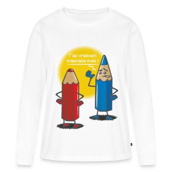 Mauvaise mine - T-shirt manches longues Premium bio Femme - blanc - Devant - Julia (174cm)