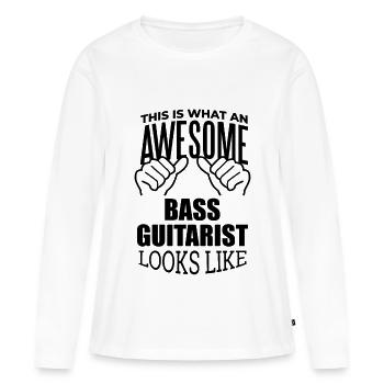 Basse Basse Basse Basse Guitare - T-shirt manches longues Premium bio Femme - blanc - Devant - Julia (174cm)