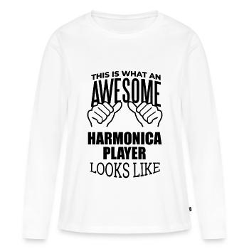 harmonica - T-shirt manches longues Premium bio Femme - blanc - Devant - Julia (174cm)
