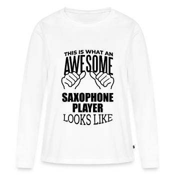 Saxophone Saxophone Saxophone - T-shirt manches longues Premium bio Femme - blanc - Devant - Julia (174cm)