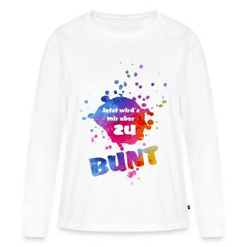 Jetzt wird´s mir aber zu bunt - bunter Farbklecks  - Frauen Premium Bio Langarmshirt - Weiß - Vorne - Julia (174cm)