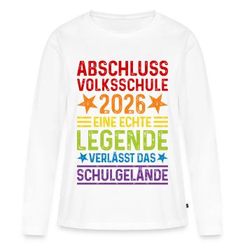 Diplôme de l’école primaire 2026 - T-shirt manches longues Premium bio Femme - blanc - Devant - Julia (174cm)