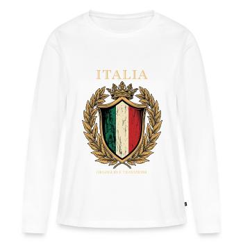 Italia Crest Orgoglio e Tradizioni - Frauen Premium Bio Langarmshirt - Weiß - Vorne - Julia (174cm)