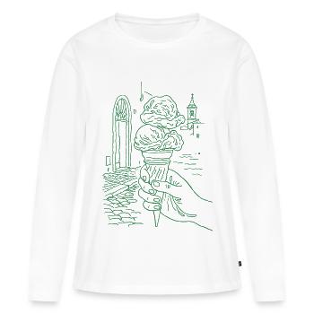 Glace d’été - T-shirt manches longues Premium bio Femme - blanc - Devant - Julia (174cm)